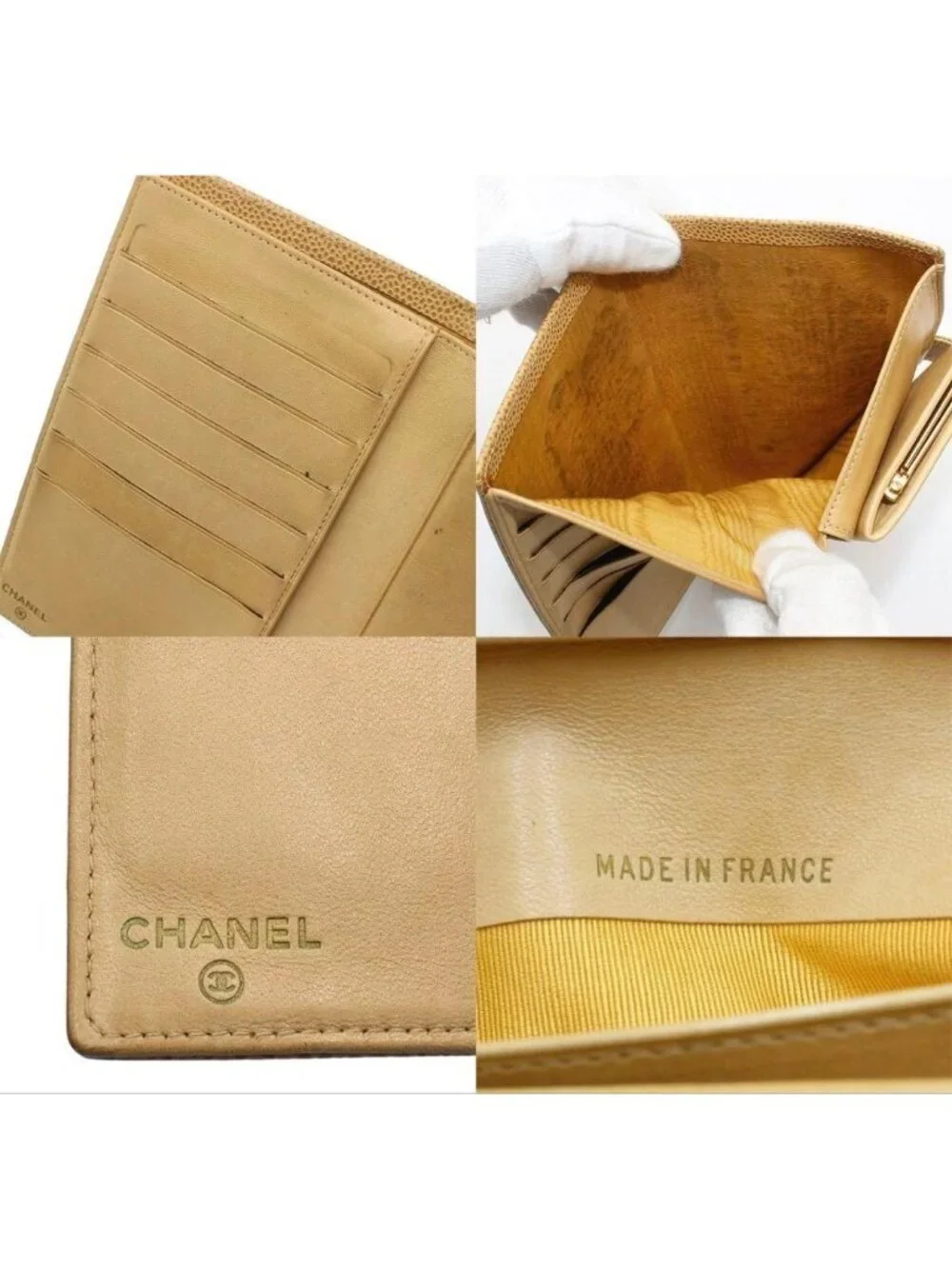 Chanel Caviar Leather CC Logo Bifold Wallet